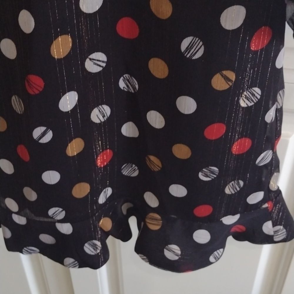 The Limited Polka Dot Dress Size Medium Black Shimmer Long Sleeve - Picture 5 of 8